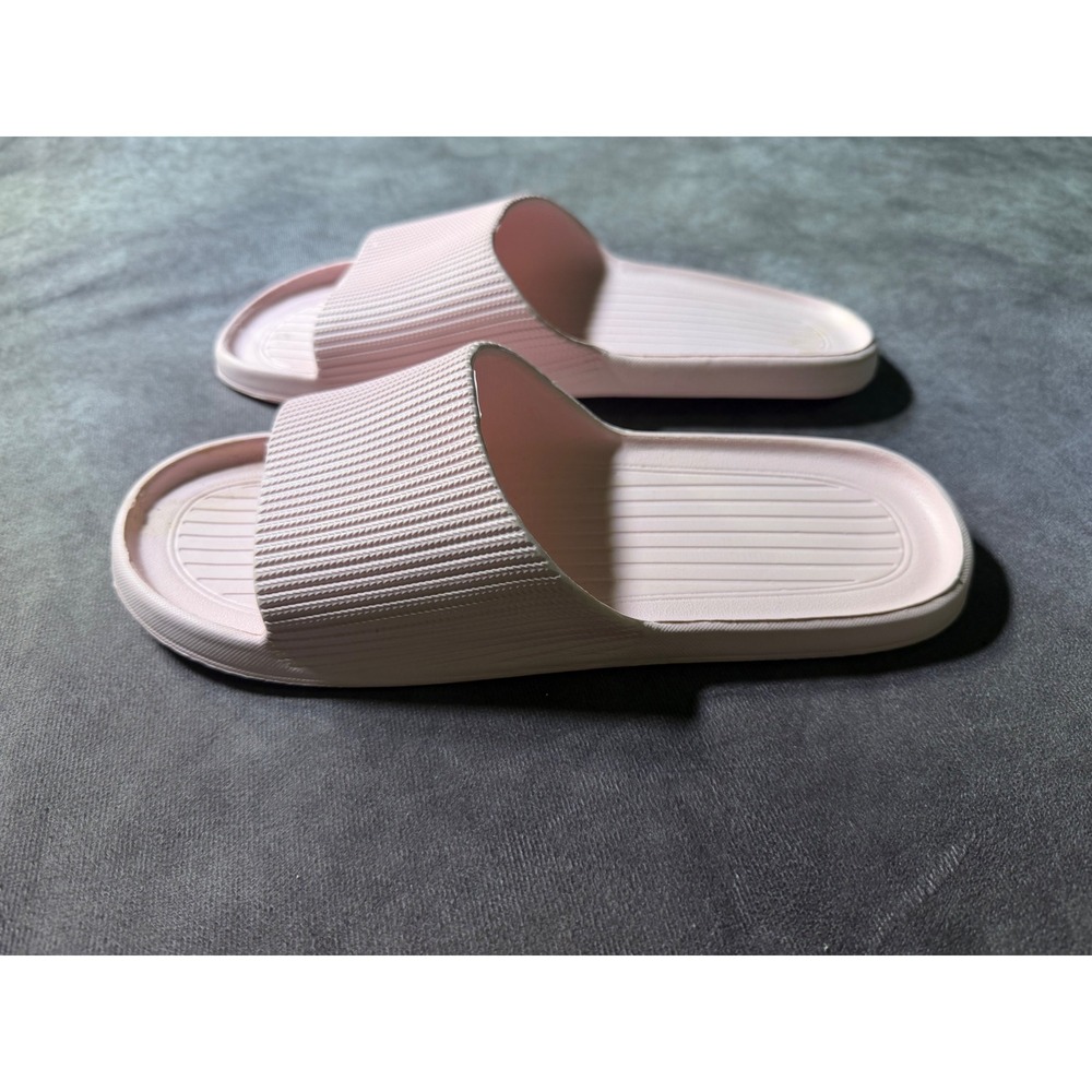 Pink Textured Slide Sandals Womens Size L 9-10 Lightweight Pool Beach Shoes